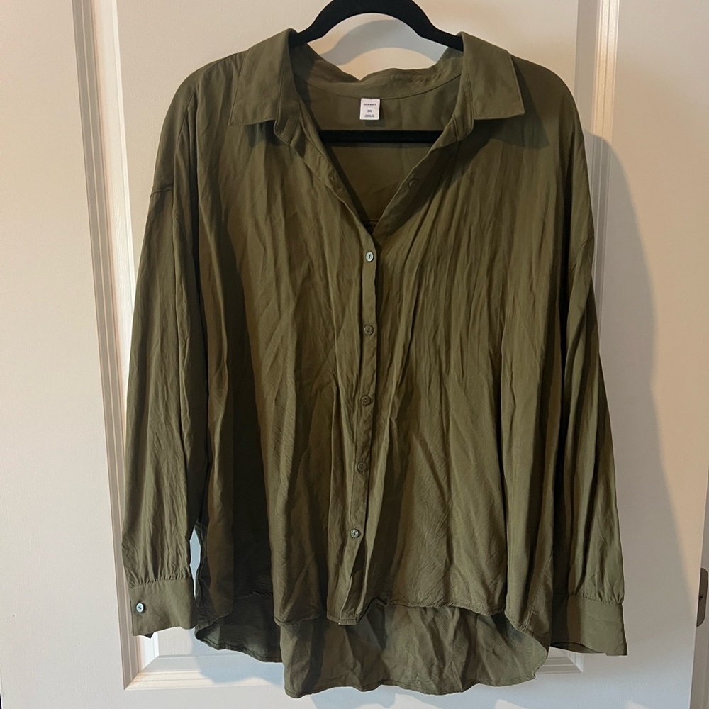Olive Green Button-Up Shirt